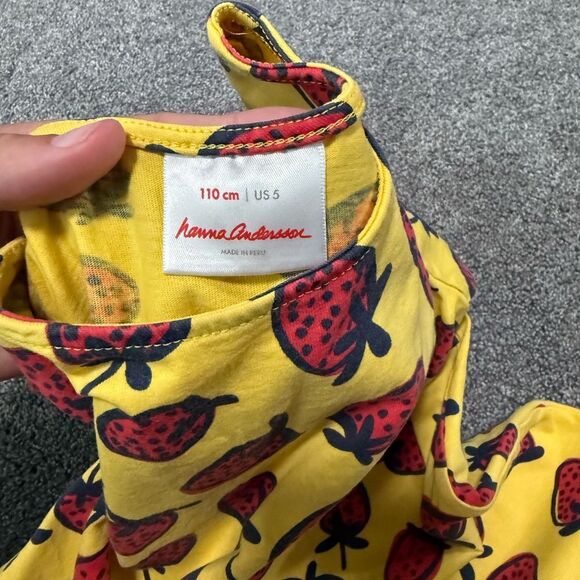 Hanna Andersson Yellow Strawberry Print Dress Sz 110cm - Picture 5 of 5